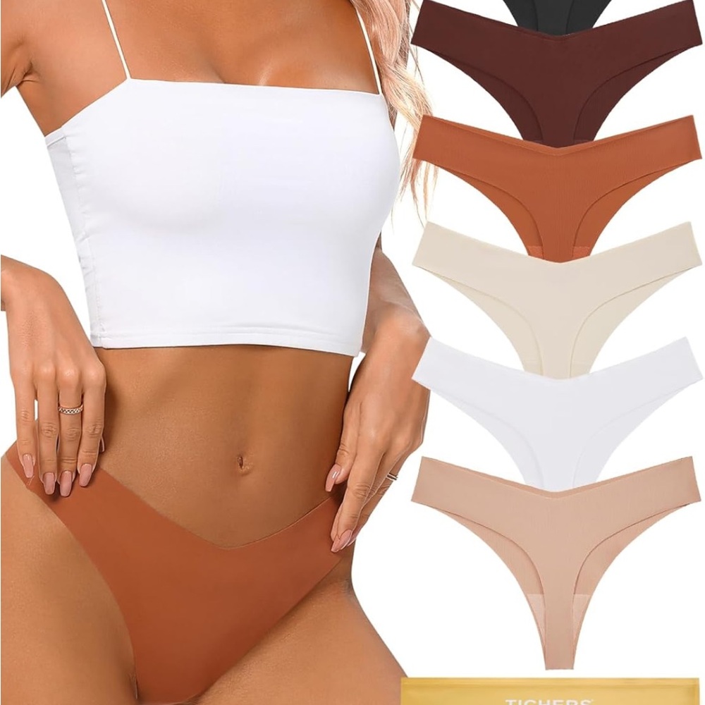 Women's Neutral Seamless 5 Thong Set